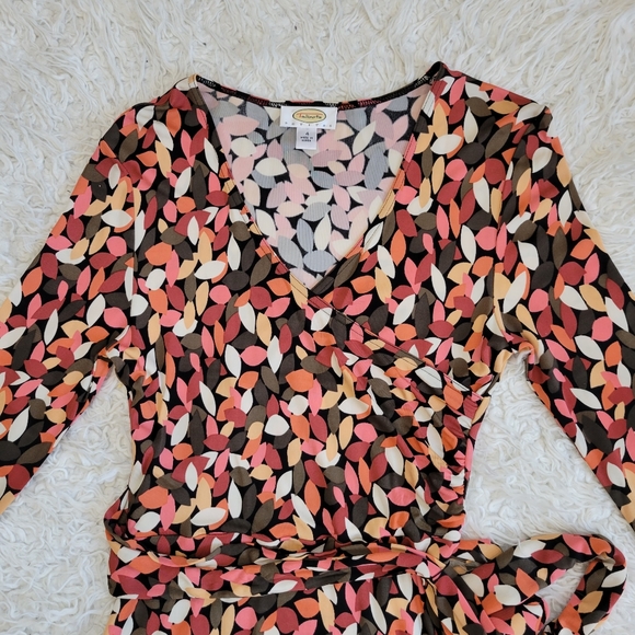 Talbots Long Sleeve Faux Wrap Midi Dress Sz 4P - Picture 5 of 9